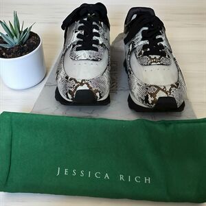 Jessica Rich Womens Sneaker Transparent Gold Snake Size EU 39 USA 8.5 New